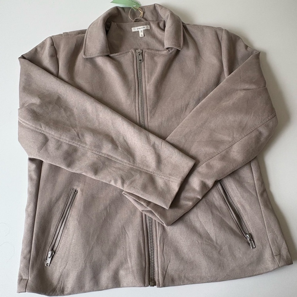 Women’s Taupe Zip-Front Jacket